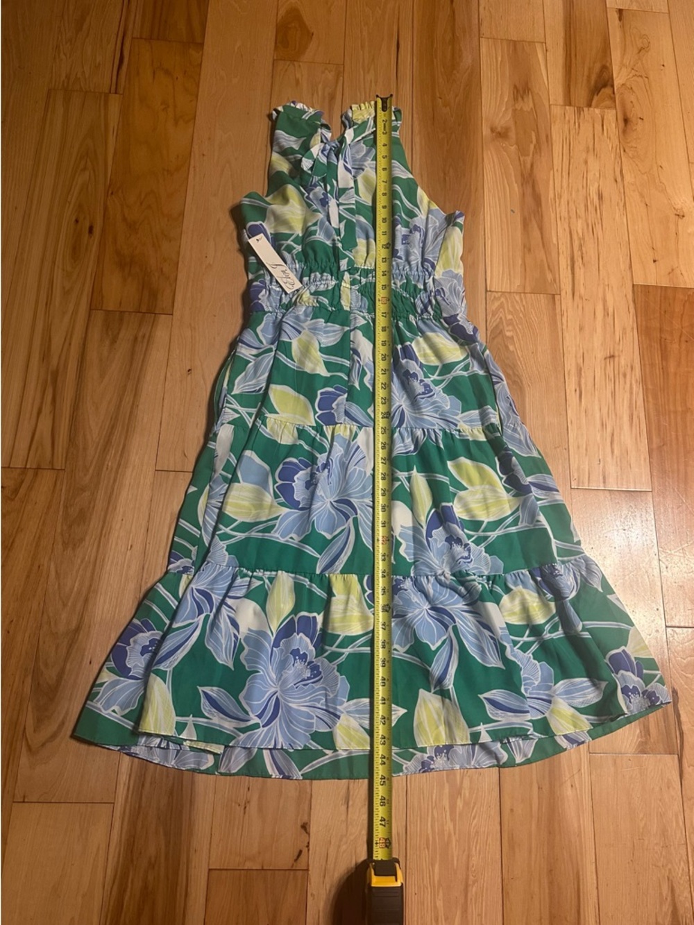 NWT ElizaJ Green Floral Sleeveless Sundress with Blue and Yellow Accents Size: 8 - Picture 7 of 10